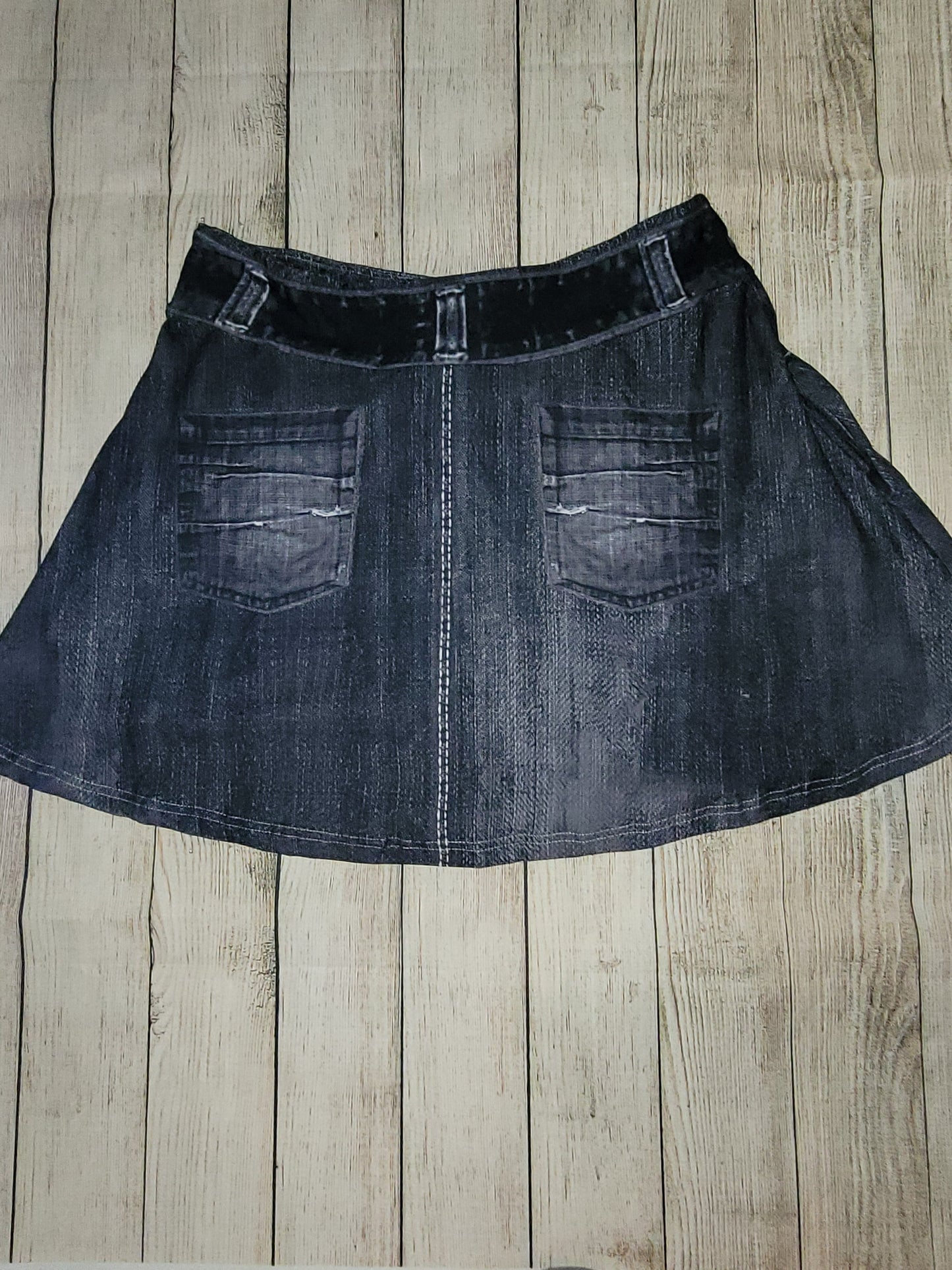 Black Faux Denim skorts with pockets