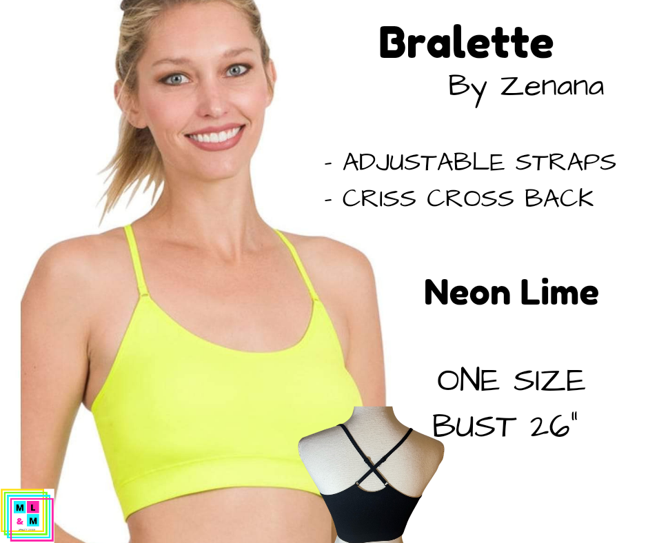 Cross Back Bralette - Neon Lime