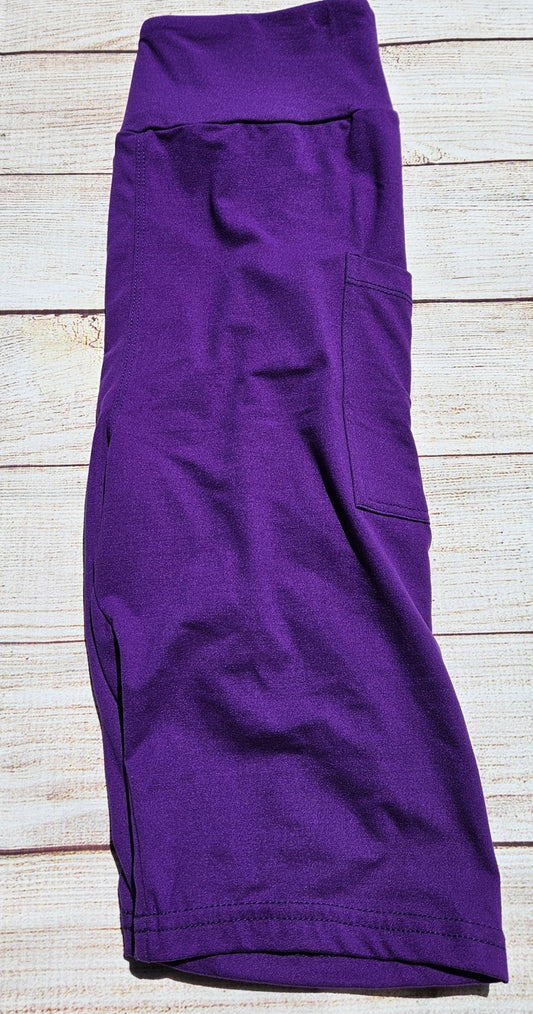 Bright purple capris and shorts with pockets