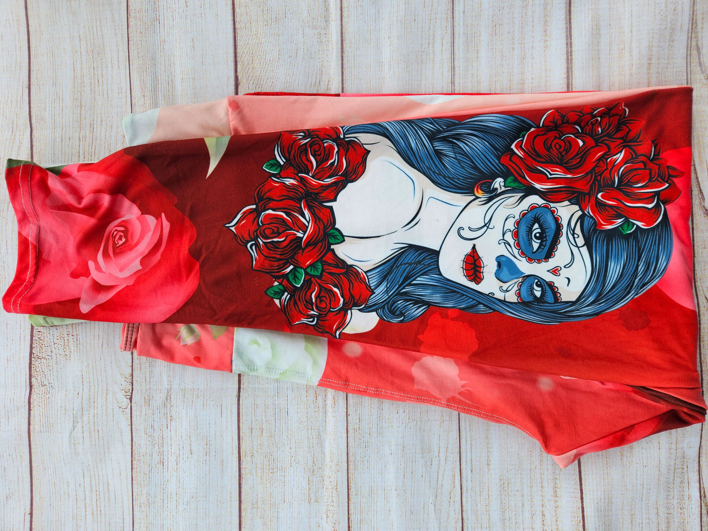 Red Rose & Sugar Skull legging without pockets