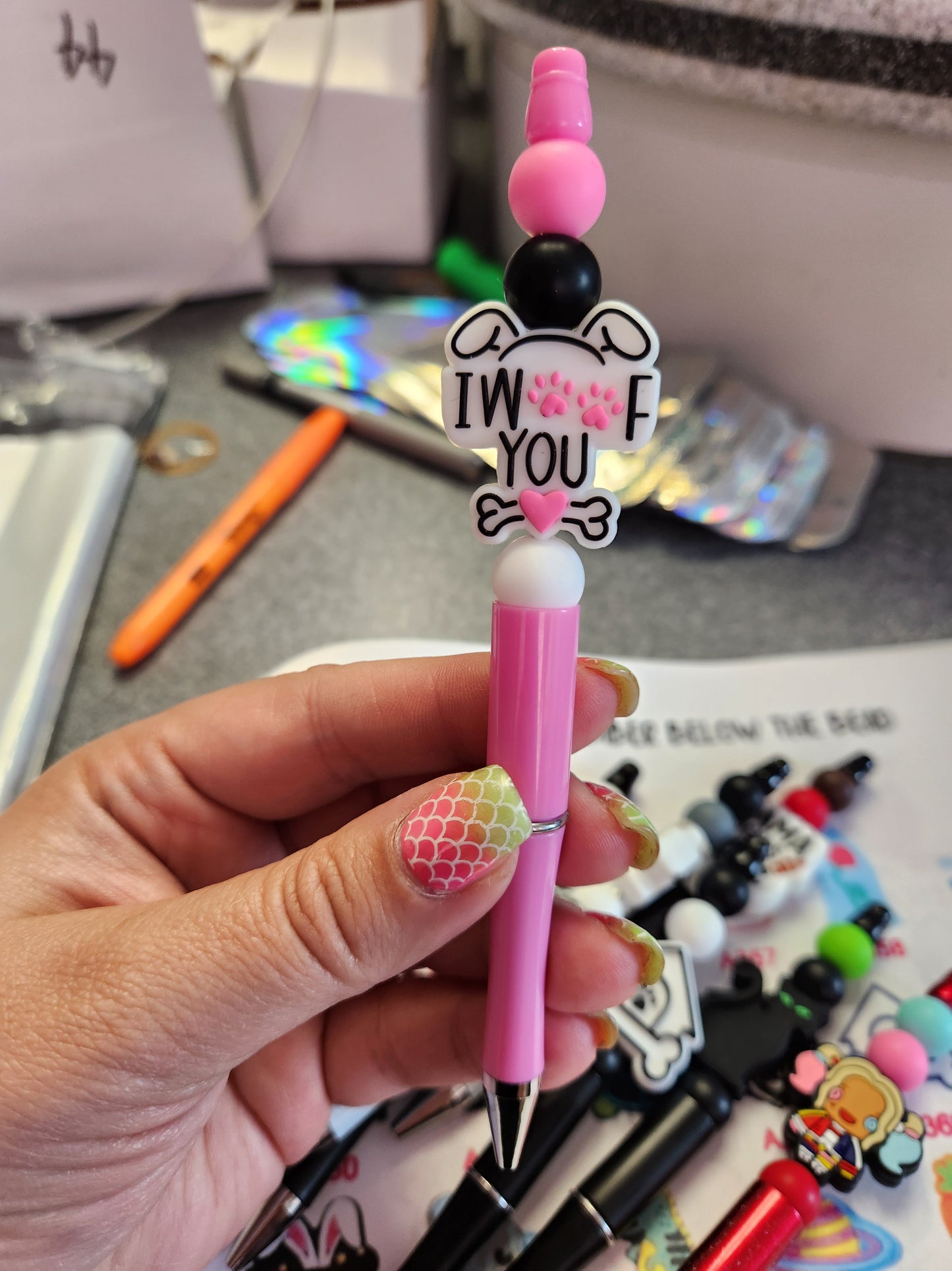 I Woof You Silicone Beaded Pen or Keychain