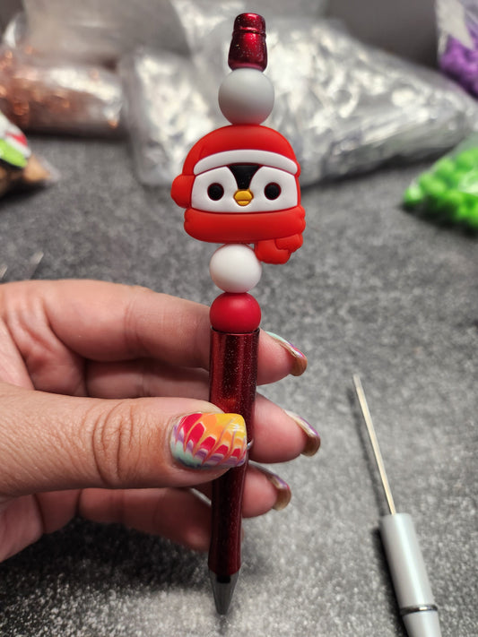 Penguin Head Silicone Beaded Pen or Keychain