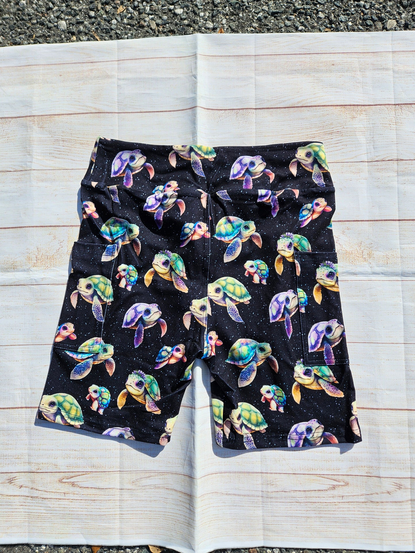 Cute Turtles capris, bike shorts, and skorts with pockets