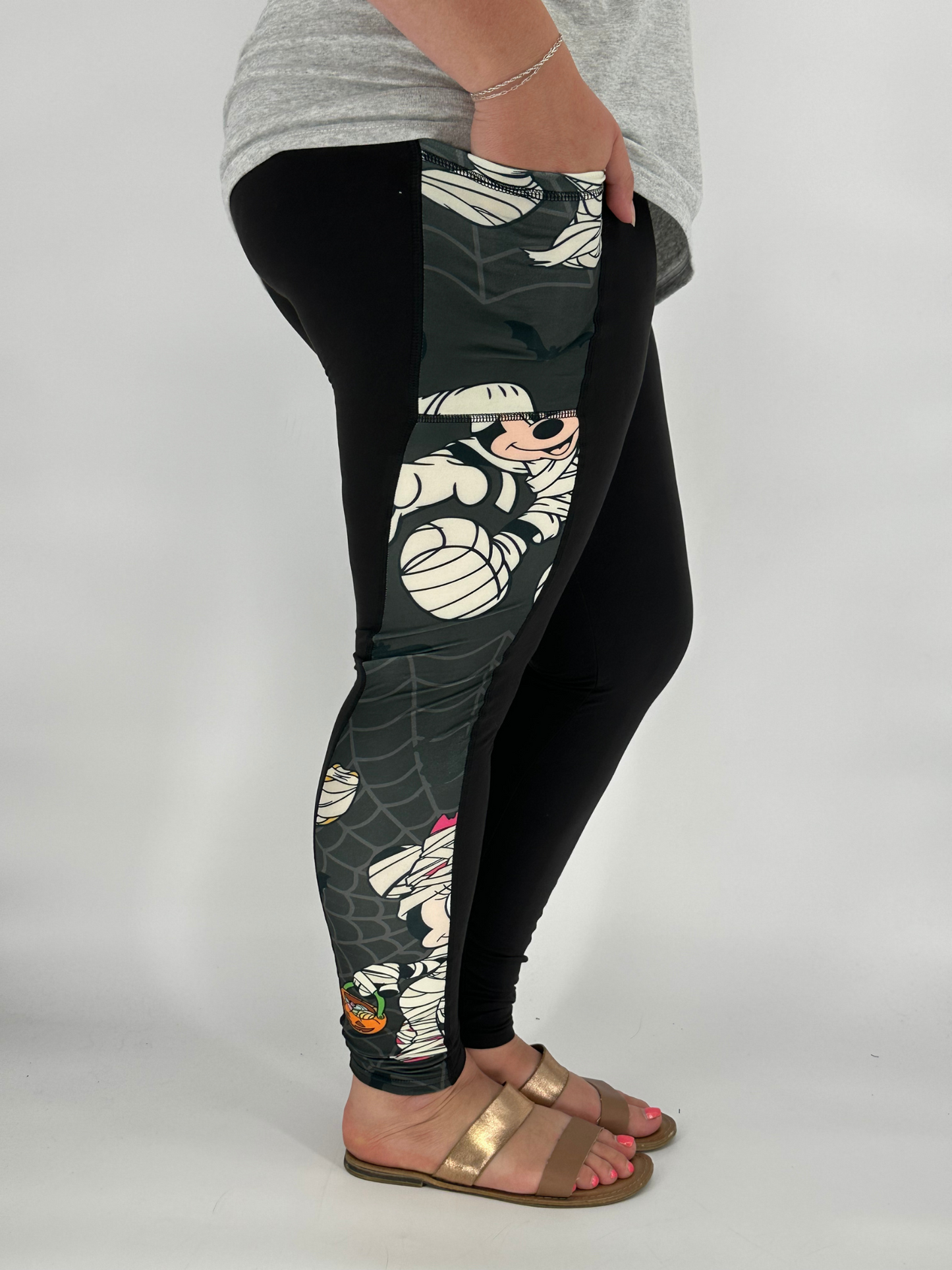 Spooky Mouse SIDE Design Leggings w/ Pockets
