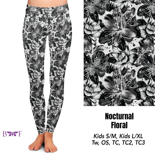 Nocturnal Floral Leggings,Capris, Lounge Pants, Joggers and shorts