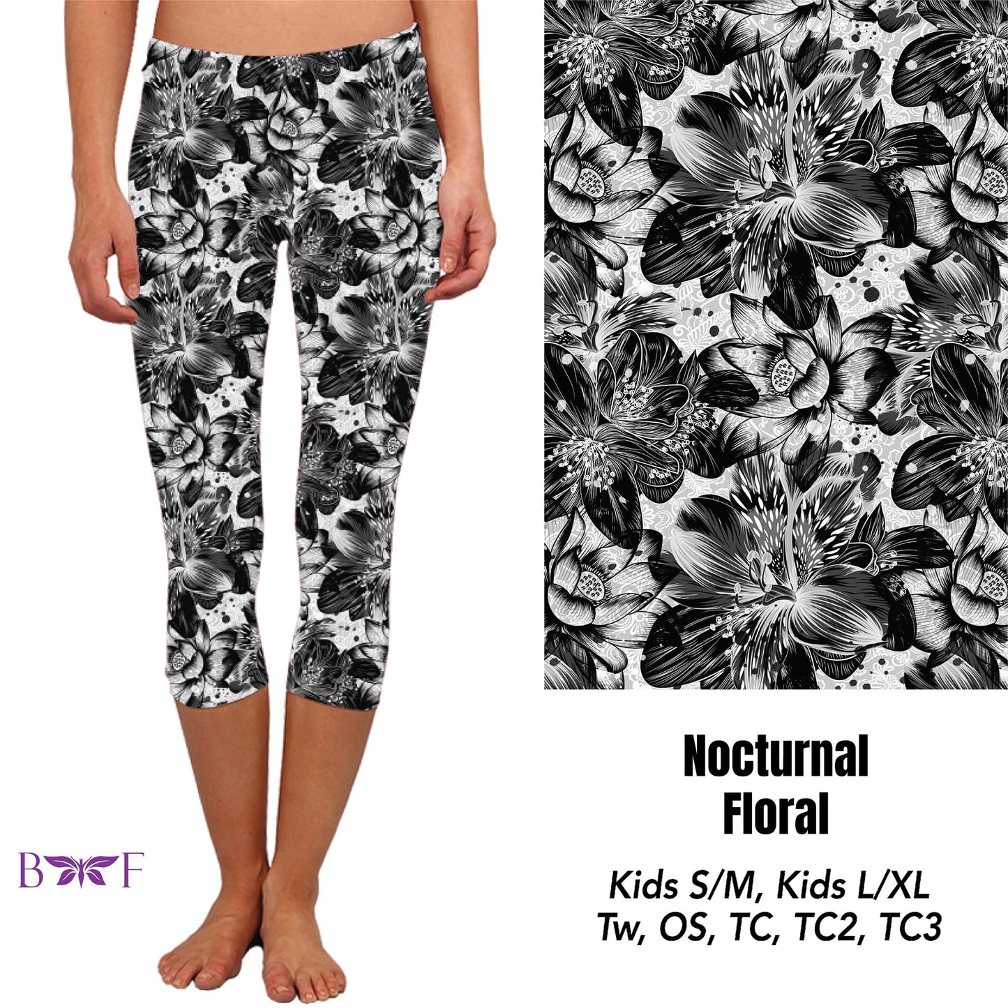 Nocturnal Floral Leggings,Capris, Lounge Pants, Joggers and shorts  Preorder #0330