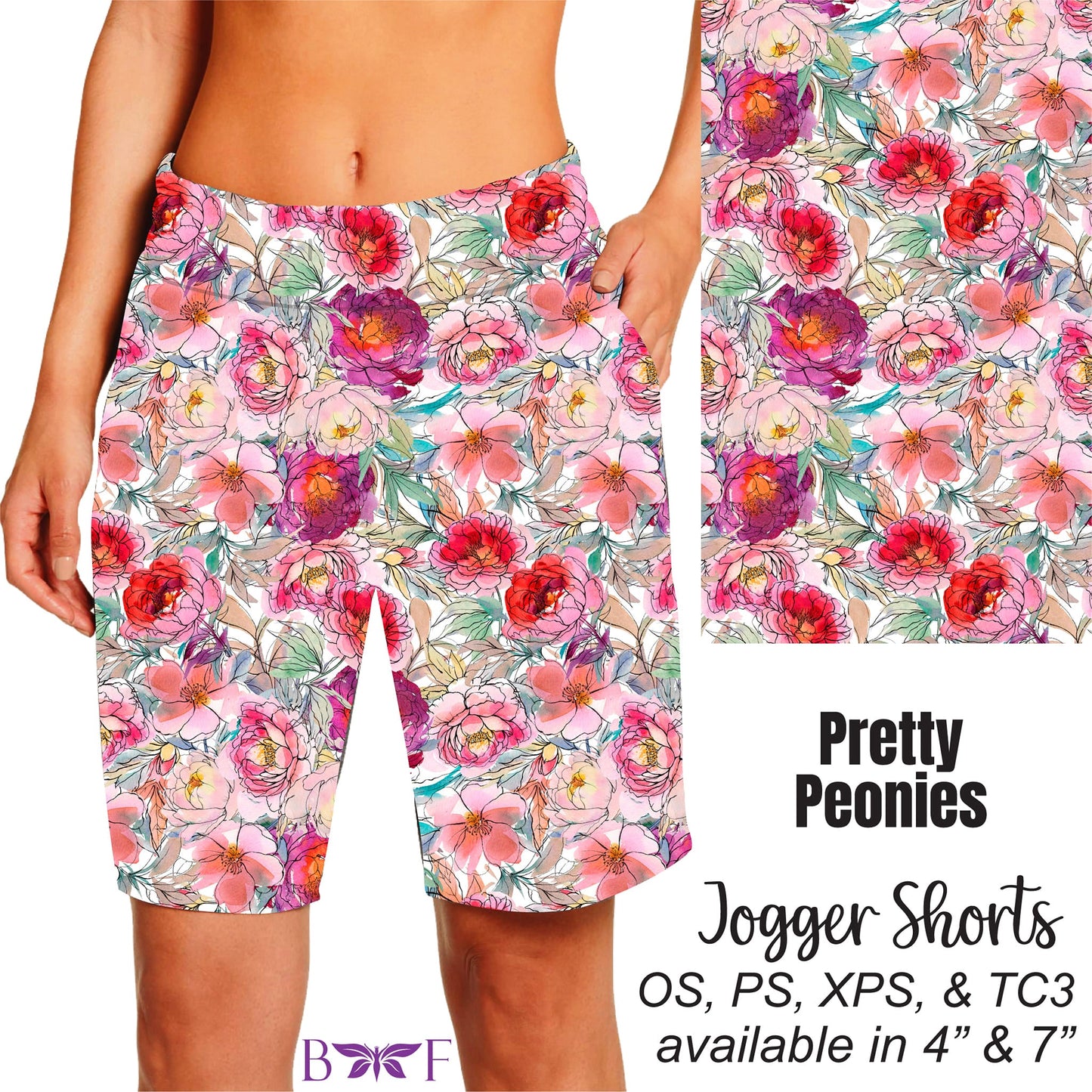 Pretty Peonies Leggings ,Capris, Capri Lounge Pants and Shorts