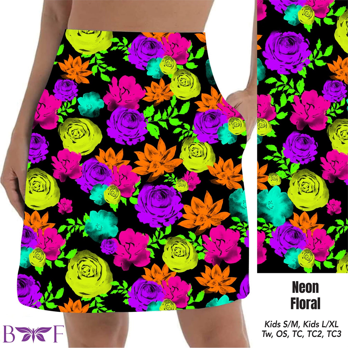 Neon Floral skort