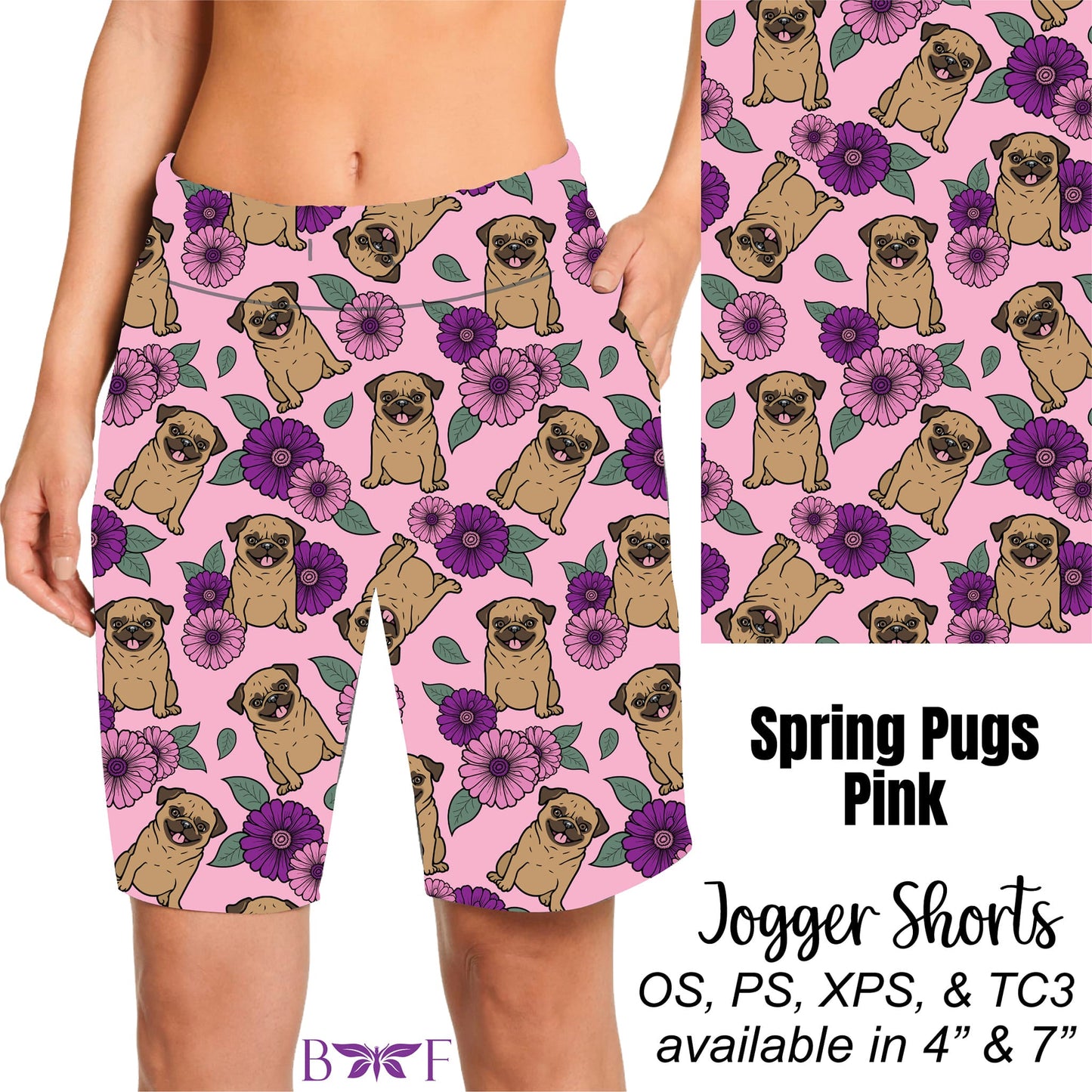 Spring Pugs Pink Leggings