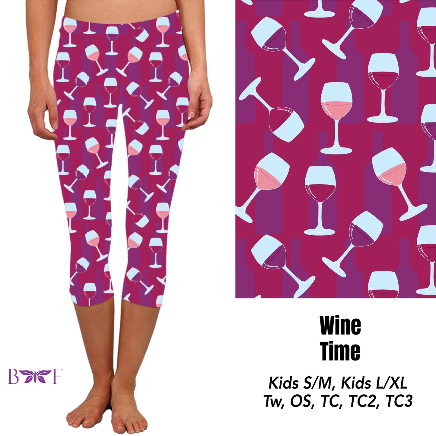 Wine Time Leggings ,Capris