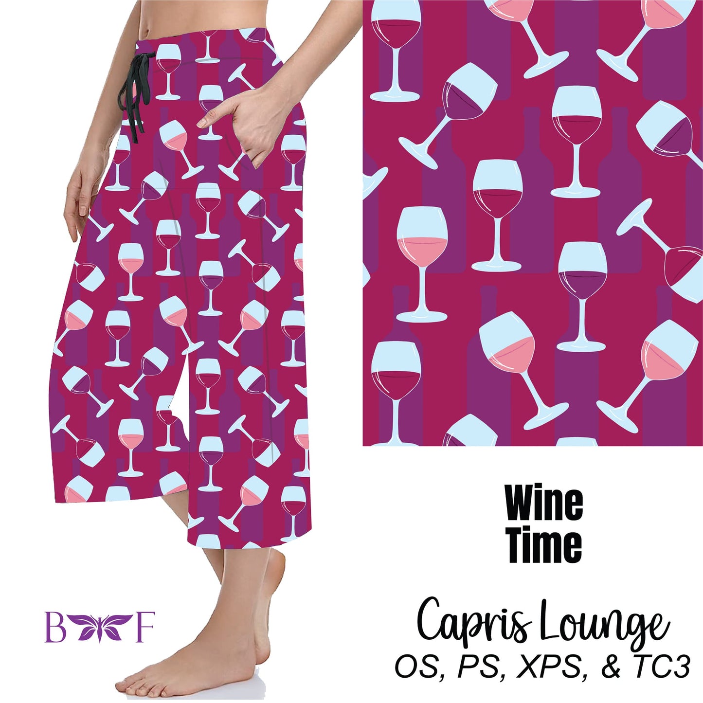 Wine Time Leggings ,Capris