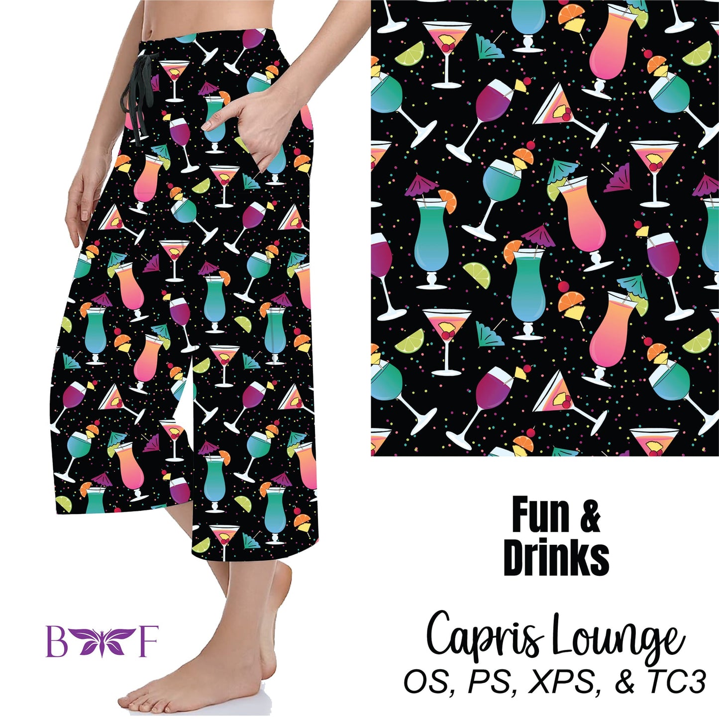 Fun & Drinks Leggings ,Capris, Capri Lounge Pants and Shorts