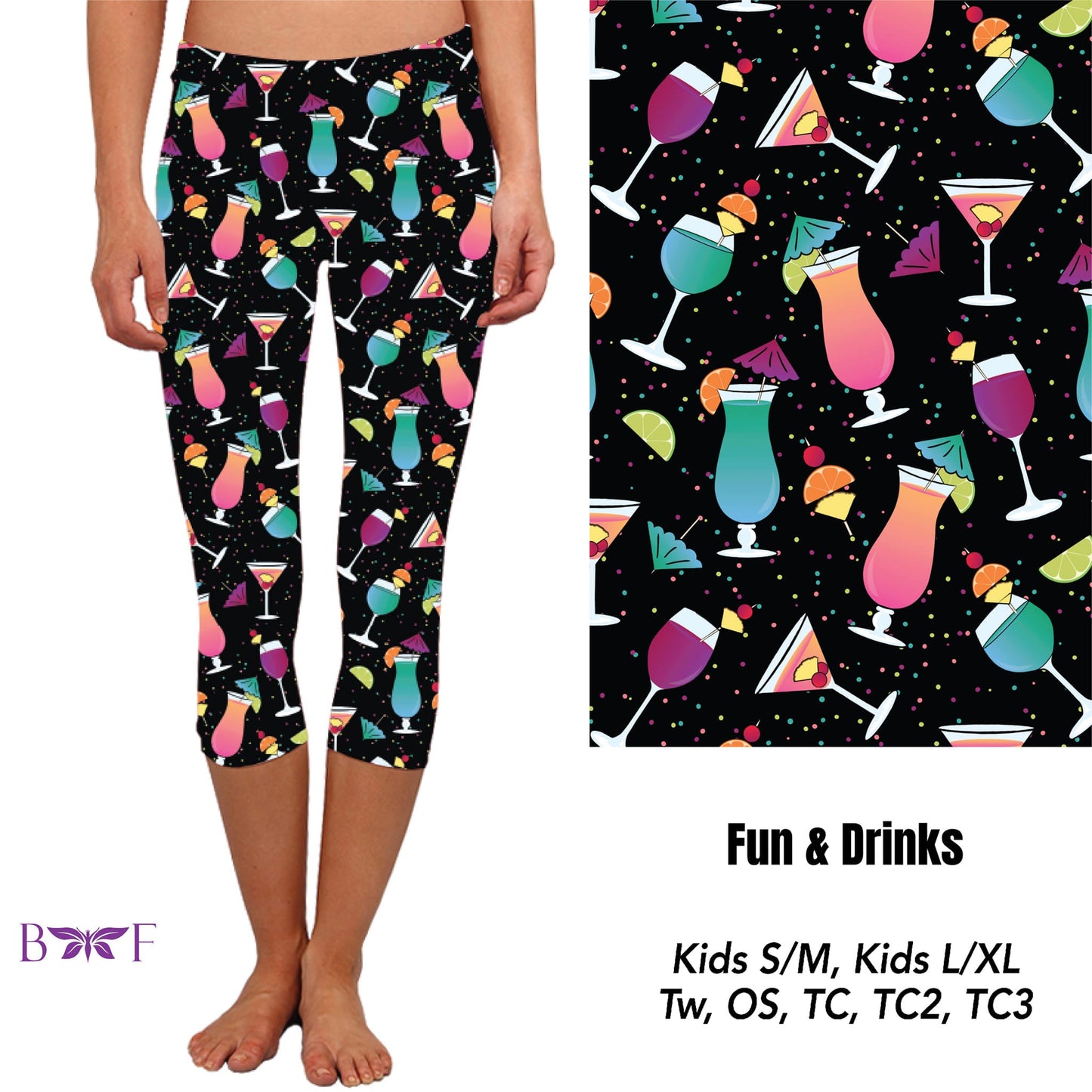 Fun & Drinks Leggings ,Capris, Capri Lounge Pants and Shorts