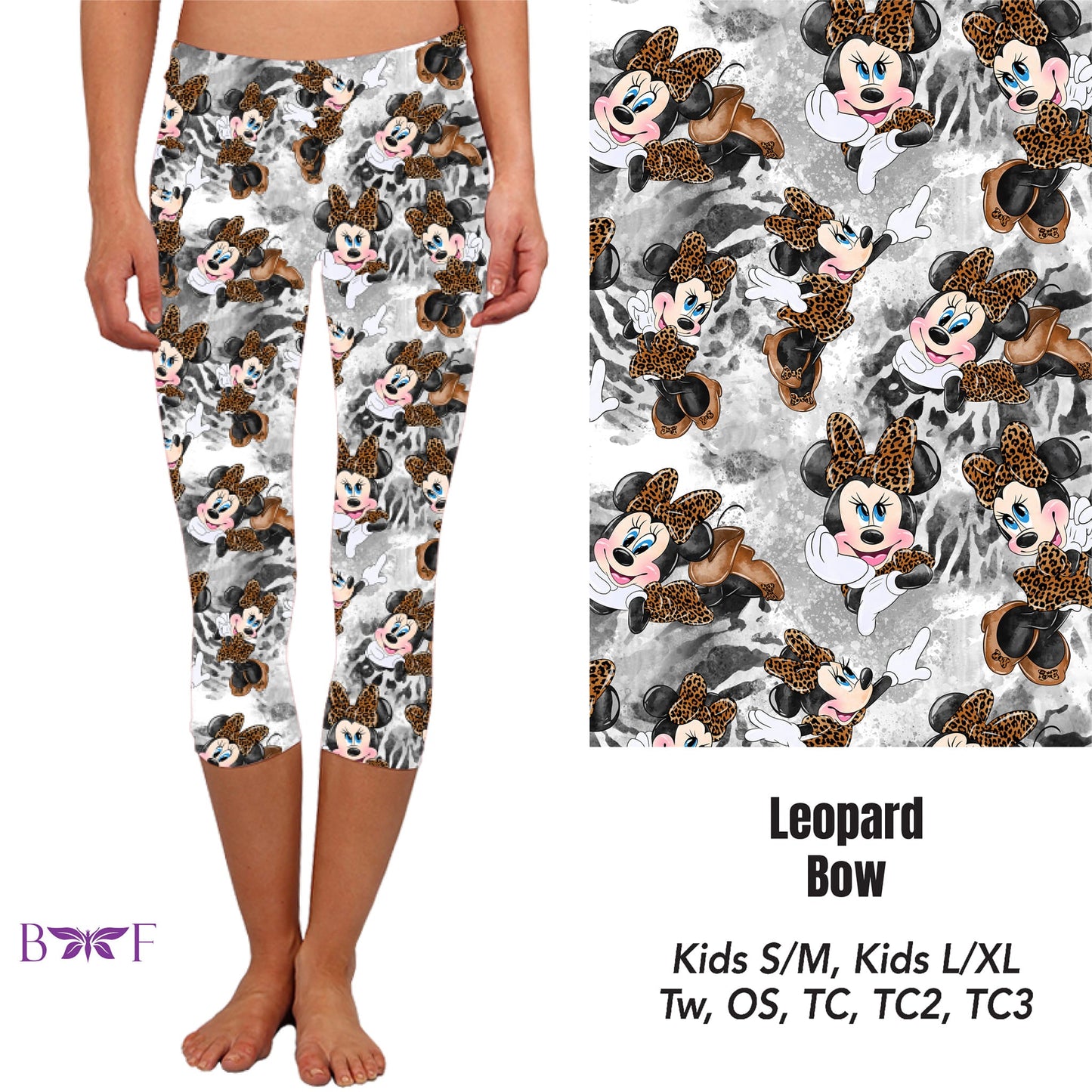 Leopard Bow Leggings and Capris with pockets and biker shorts