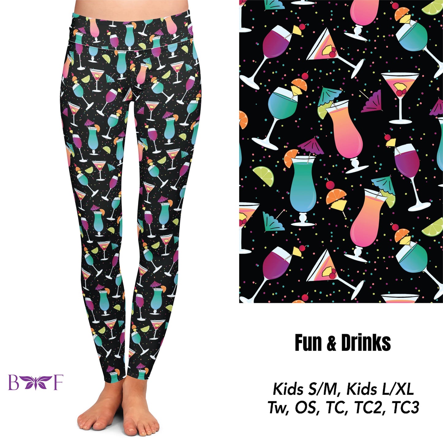 Fun & Drinks Leggings ,Capris, Capri Lounge Pants and Shorts