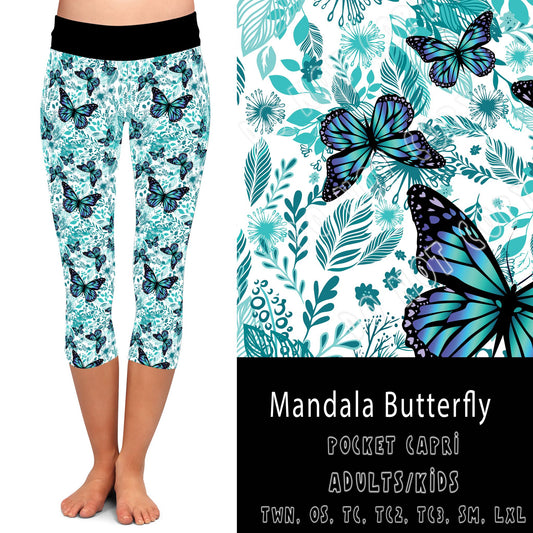 BLUE BUTTERFLY CAPRI W/ POCKETS