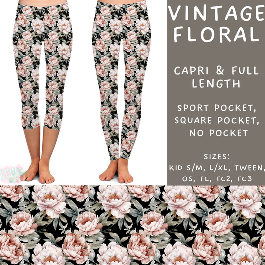 Batch #268 - November Request Run - Closes 1/10 - ETA late March - Vintage Floral Full and Capri Length Leggings