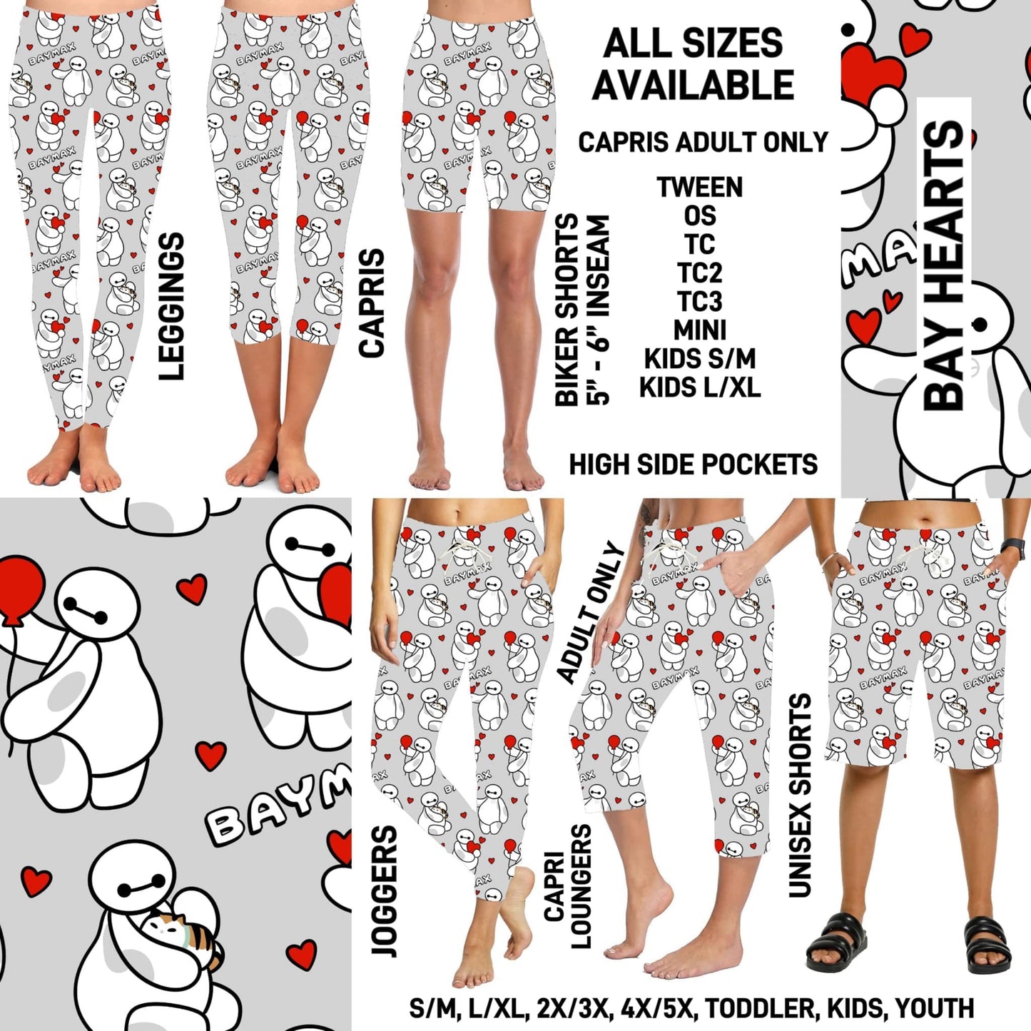 RTS - Bay Hearts Full Joggers/Capri Loungers/Unisex Shorts