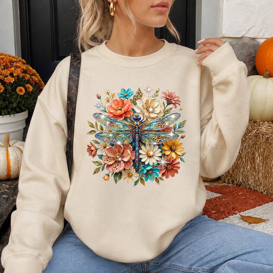 Floral Dragonfly Sweatshirt