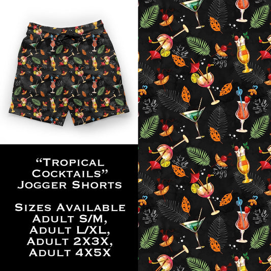 Tropical Cocktails Jogger Shorts with Pockets