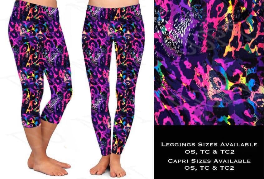 Purple Leopard leggings and capris with pockets