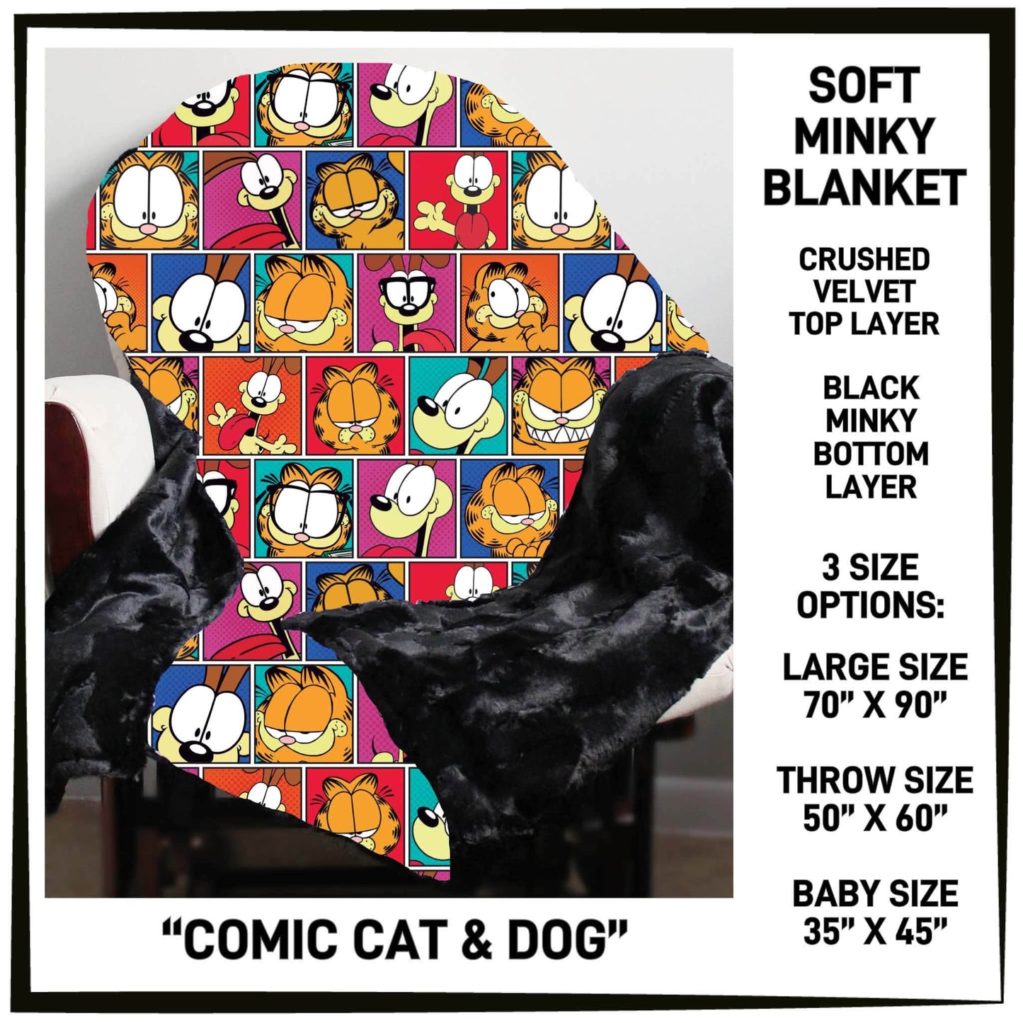 MI8B - Comic Cat & Dog Minky Blanket - Preorder Closing 7/15 ETA: Late Sept