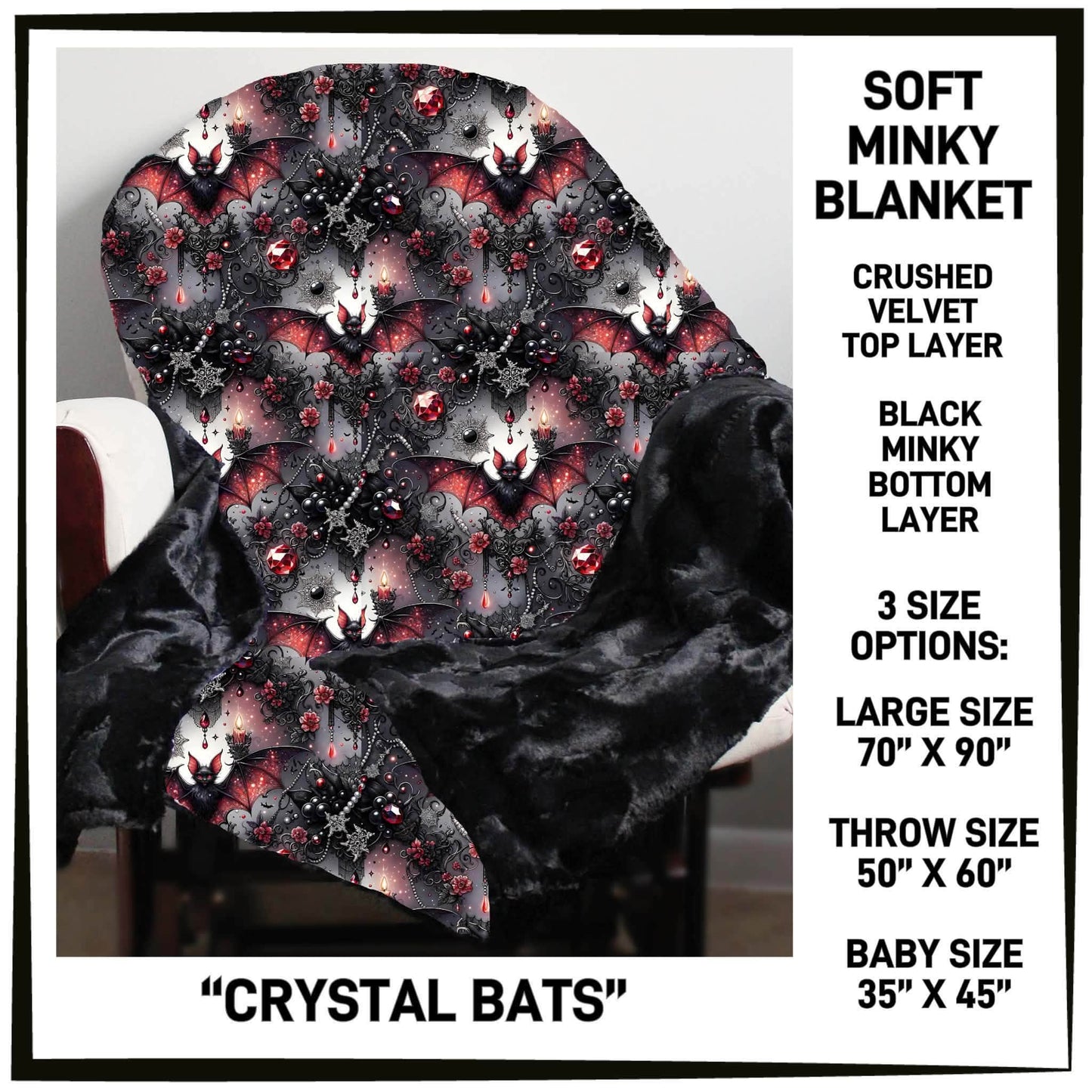 MI8B - Crystal Bats Minky Blanket - Preorder Closing 7/15 ETA: Late Sept