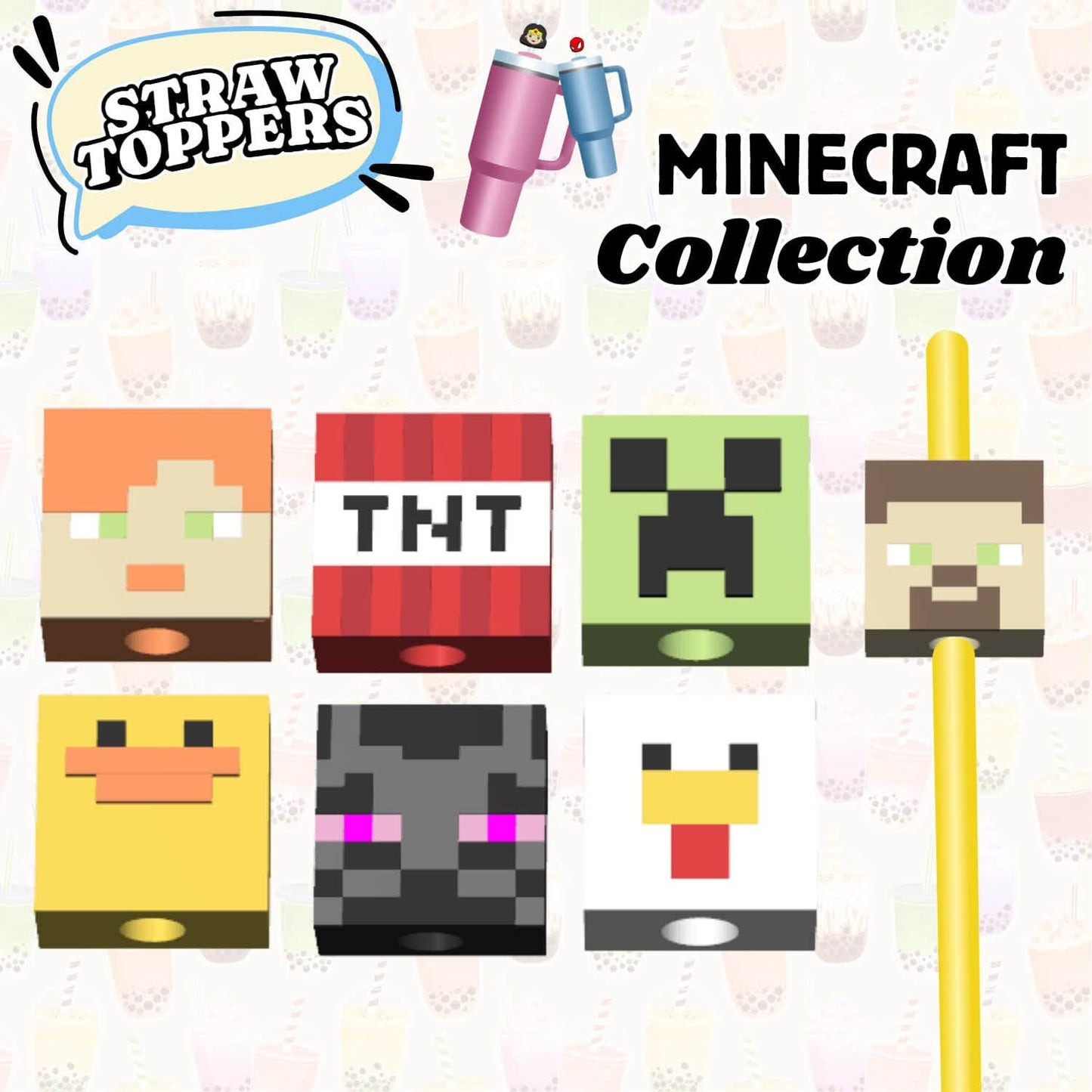 BLOCK CRAFT STRAW CHARMS- 3D PRINTED