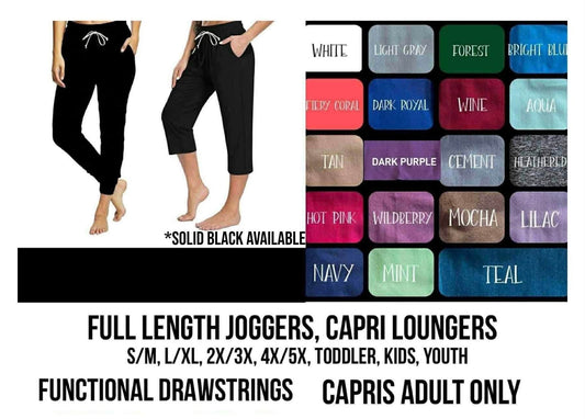 A6SB - Solid Colors Capri Loungers/Full Joggers - Preorder Closing 8/12 ETA: Late Sept