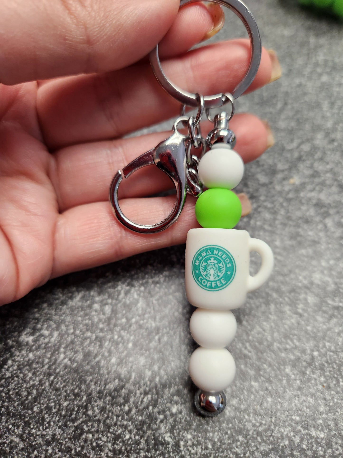 White Dragon Silicone Beaded Pen or Keychain