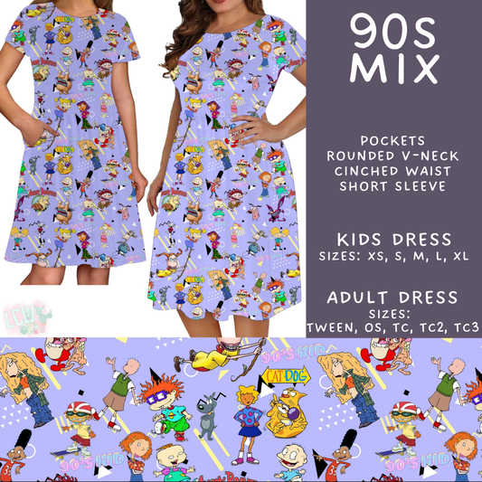 Batch #601 - Cool Characters 19 - Closes 10/21 - ETA mid Dec - 90s Mix Adult & Kids Dresses