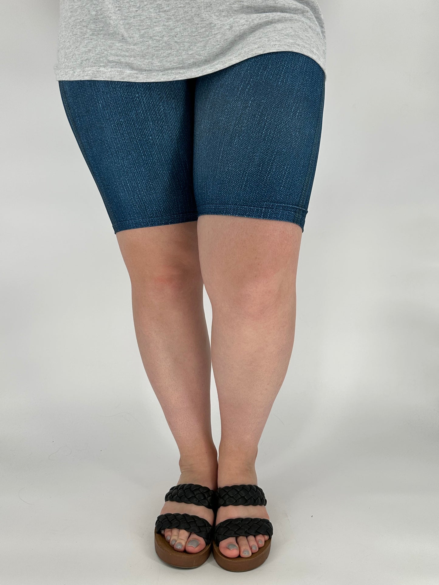 Blue Denim Biker Shorts w/ Back Pockets