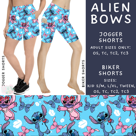 Ready to Ship - Alien Bows Biker Shorts - TC & TC2 - Jogger Shorts TC2