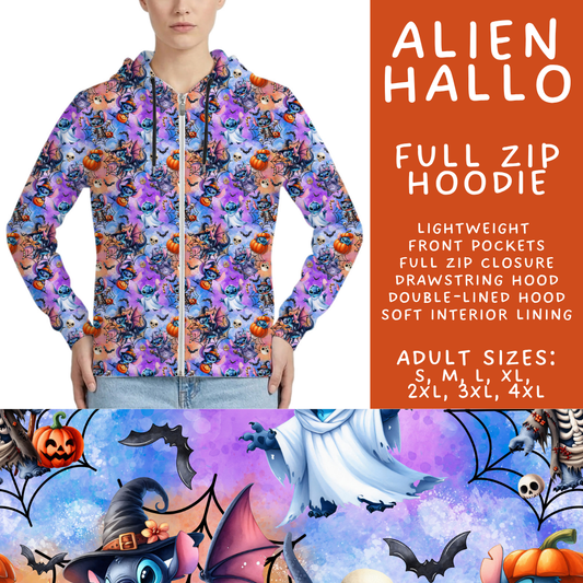 Batch #567 - Magical Character Halloween - Closes 8/10 - ETA early Oct - Alien Hallo Full Zip Hoodie