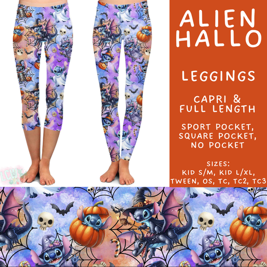 Batch #567 - Magical Character Halloween - Closes 8/10 - ETA early Oct - Alien Hallo Full and Capri Length Leggings