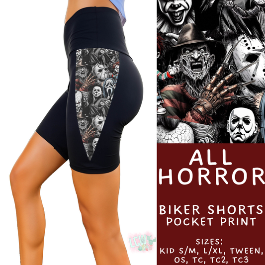 Batch #568 - Halloween Spooky Sets 3 - Closes 8/12 - ETA early October - All Horror Side Panel Biker Shorts
