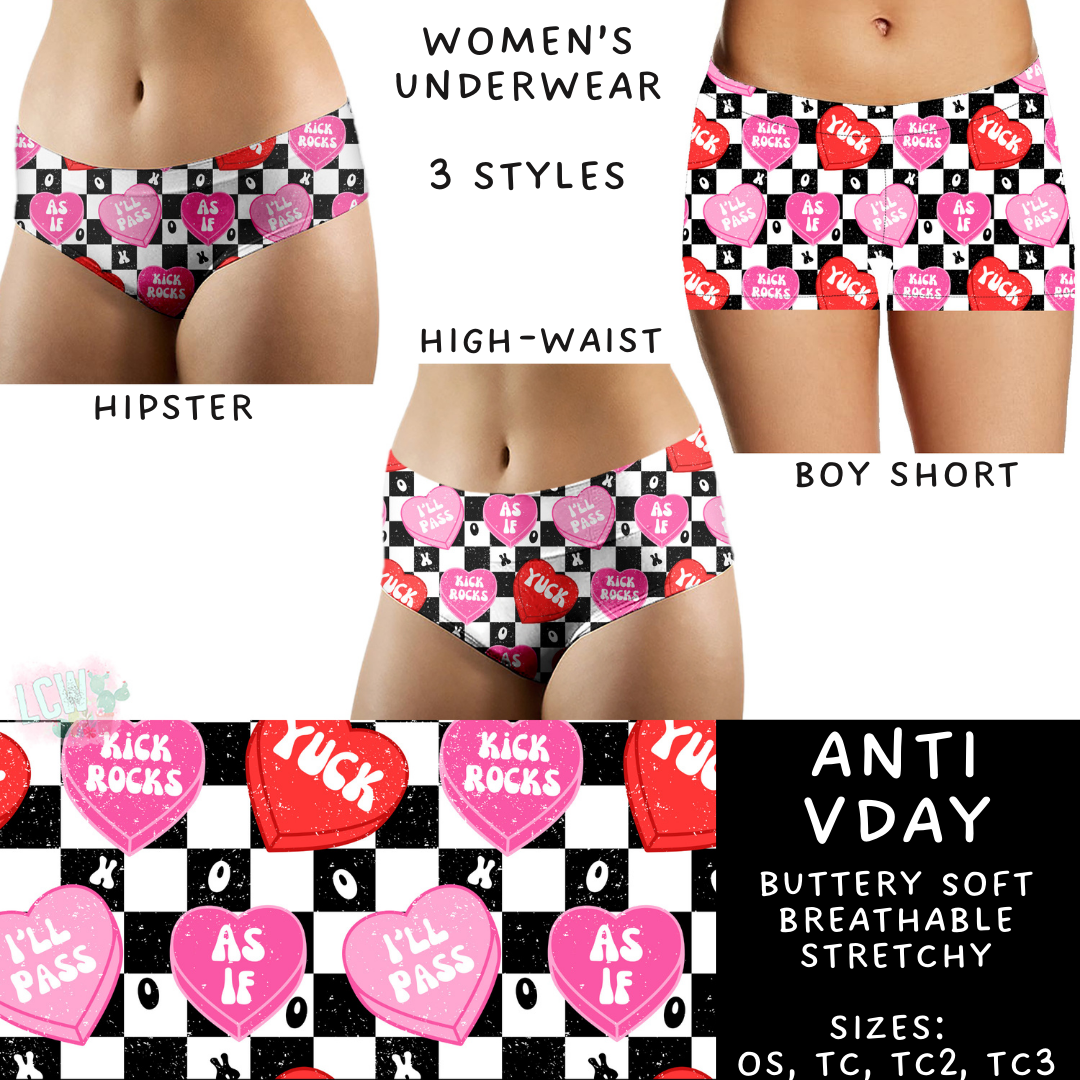Batch #612 - Valentine's Matching Underwear - Closes 11/11 - ETA mid Jan -  Anti Vday Women's Underwear