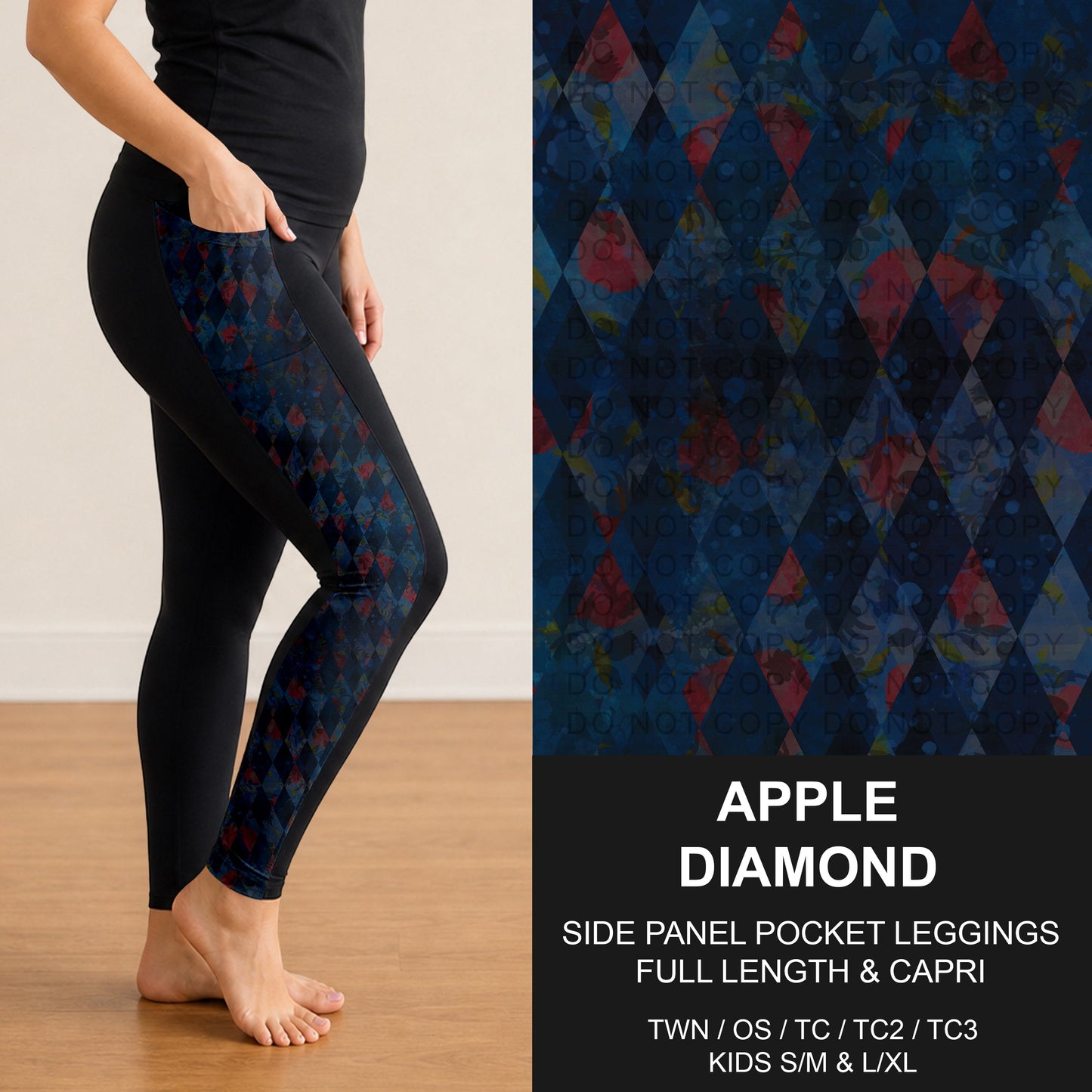 B319 - Preorder Apple Diamond Side Panel Pocket Leggings (Closes 11/01. ETA: early Jan.)