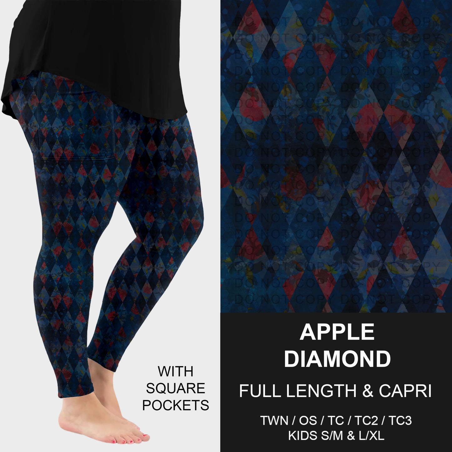 B319 - Preorder Apple Diamond Leggings w/ Pockets (Closes 11/01. ETA: early Jan.)