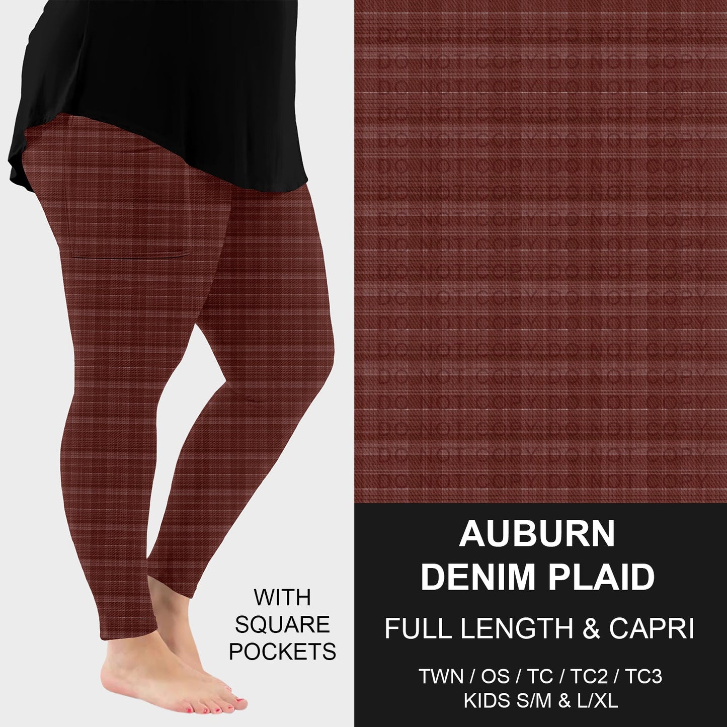 B301 - Preorder Auburn Denim Plaid Leggings w/ Pockets (Closes 7/19. ETA: late Sept.)