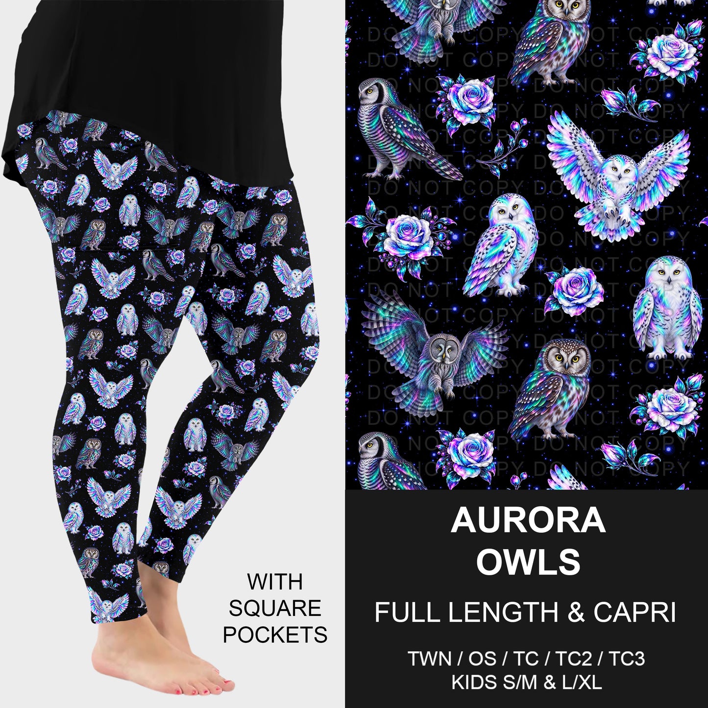 B320 - Preorder Aurora Owls Leggings w/ Pockets (Closes 11/08. ETA: mid Jan.)