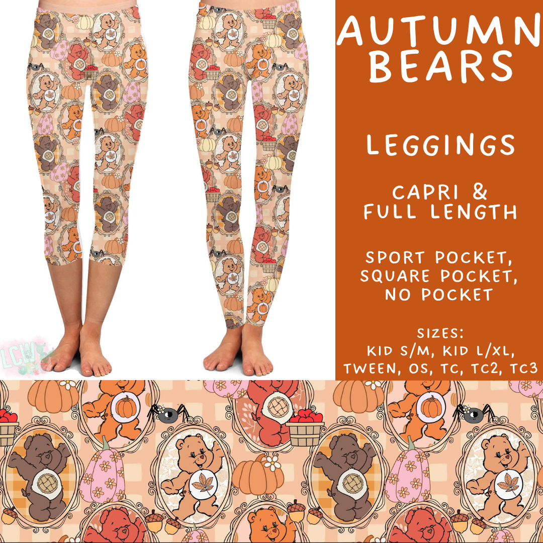 Batch #583 - Magical Character Fall - Closes 9/9 - ETA early Nov - Autumn Bears Full and Capri Length Leggings