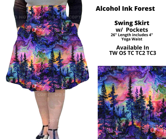 Alcohol Ink Forest Swing Skirt