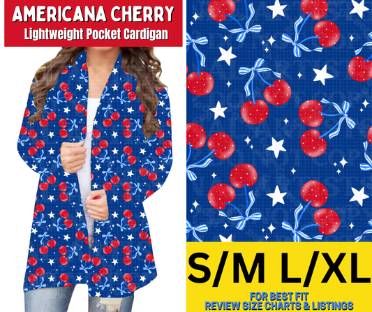 Americana Cherry Pocket Cardigan