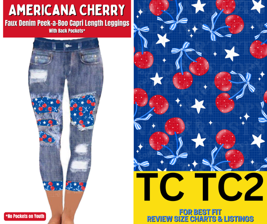 Americana Cherry Capri Faux Denim Peekaboo