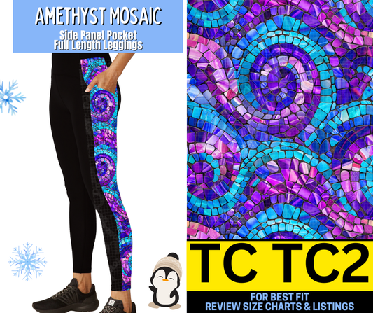 Amethyst Mosaic Side Panel Pocket Full Length Leggings