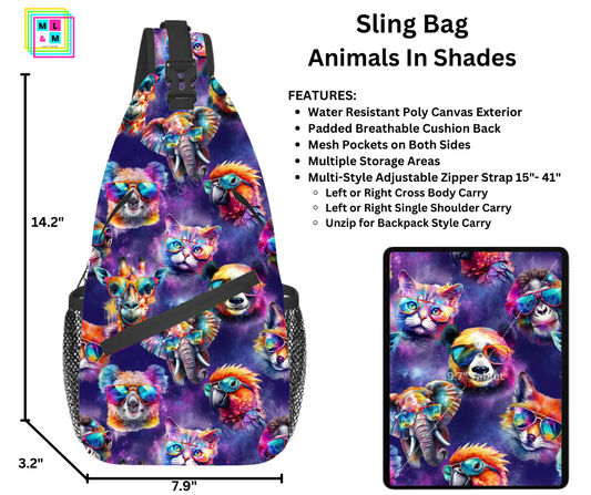 Animals in Shades Sling Bag