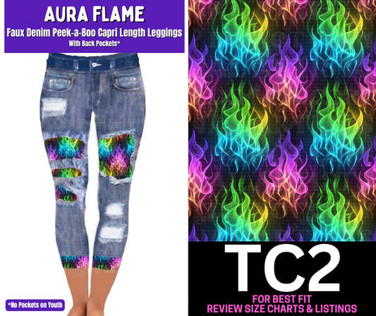 Aura Flame Capri Faux Denim Peekaboo