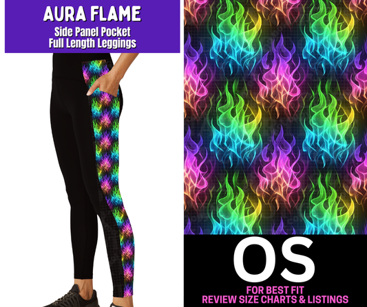 Aura Flame Side Panel Pocket Full Length Leggings