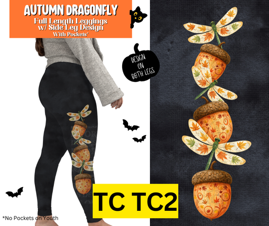 Autumn Dragonfly Full Length Leggings w/ Side Leg Designs